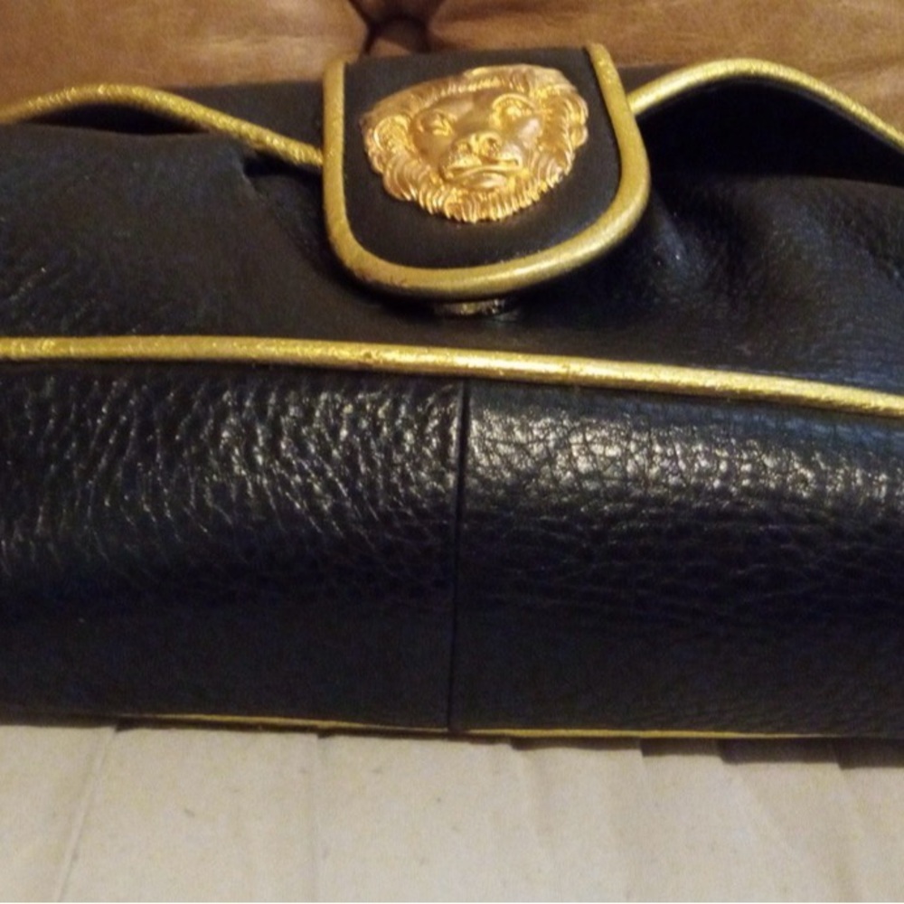 Dooney and Bourke Black and Gold Lion Emblem Clutch - Picture 8 of 8
